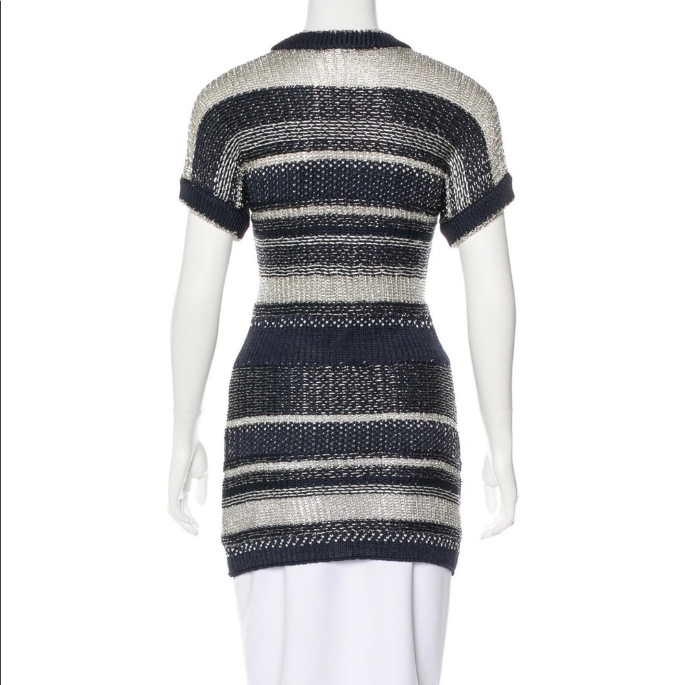 Oscar de la Renta Metallic Short Sleeve Cardigan - Picture 3 of 4